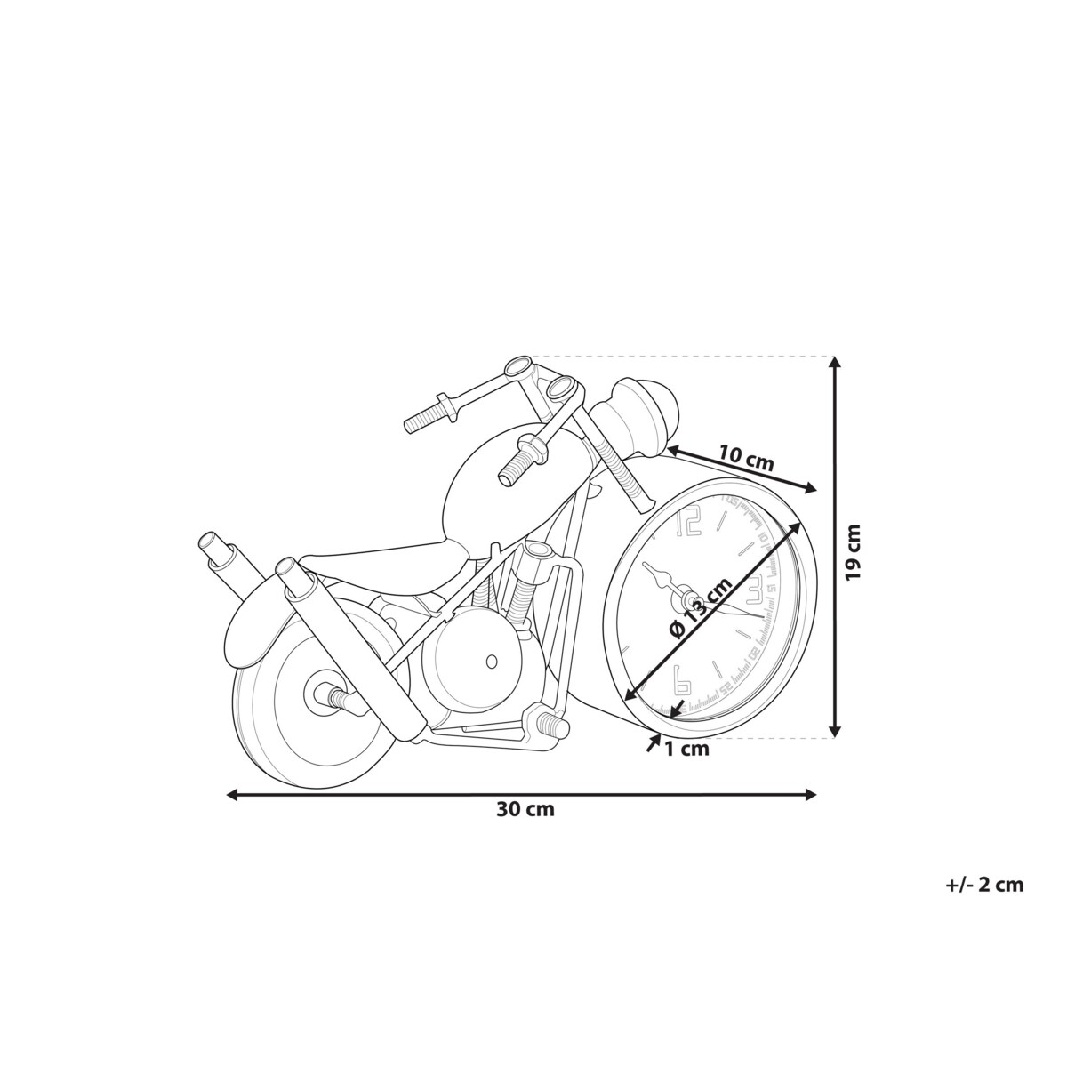 Zegar stojący w kształcie motoru czarno-srebrny BERNO