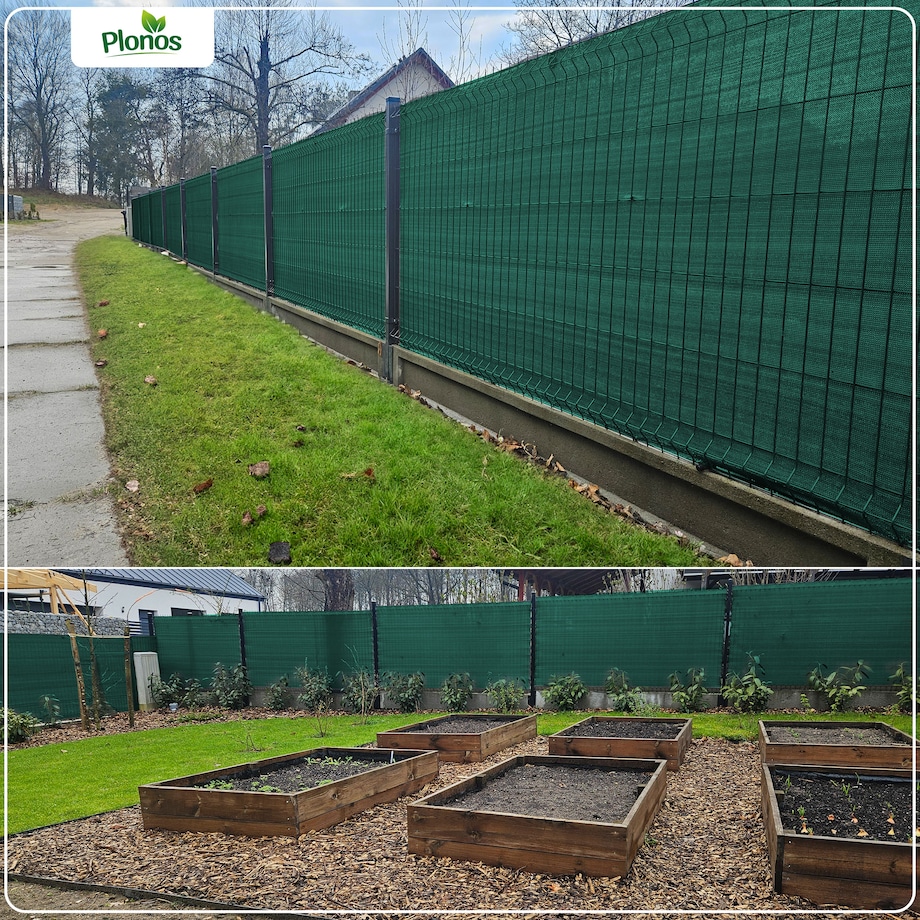 Siatka cieniująca Plonos 1,5x50m maskująca mata na płot ogrodzenie osłona 80% + UV