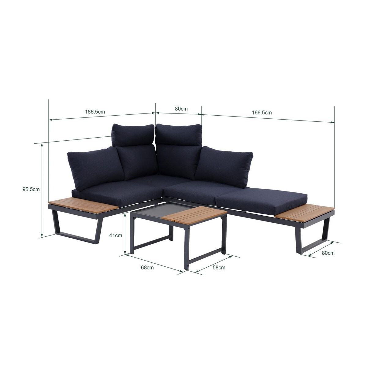 Zestaw mebli ogrodowych wypoczynkowych Nuvio z narożnikiem granatowy