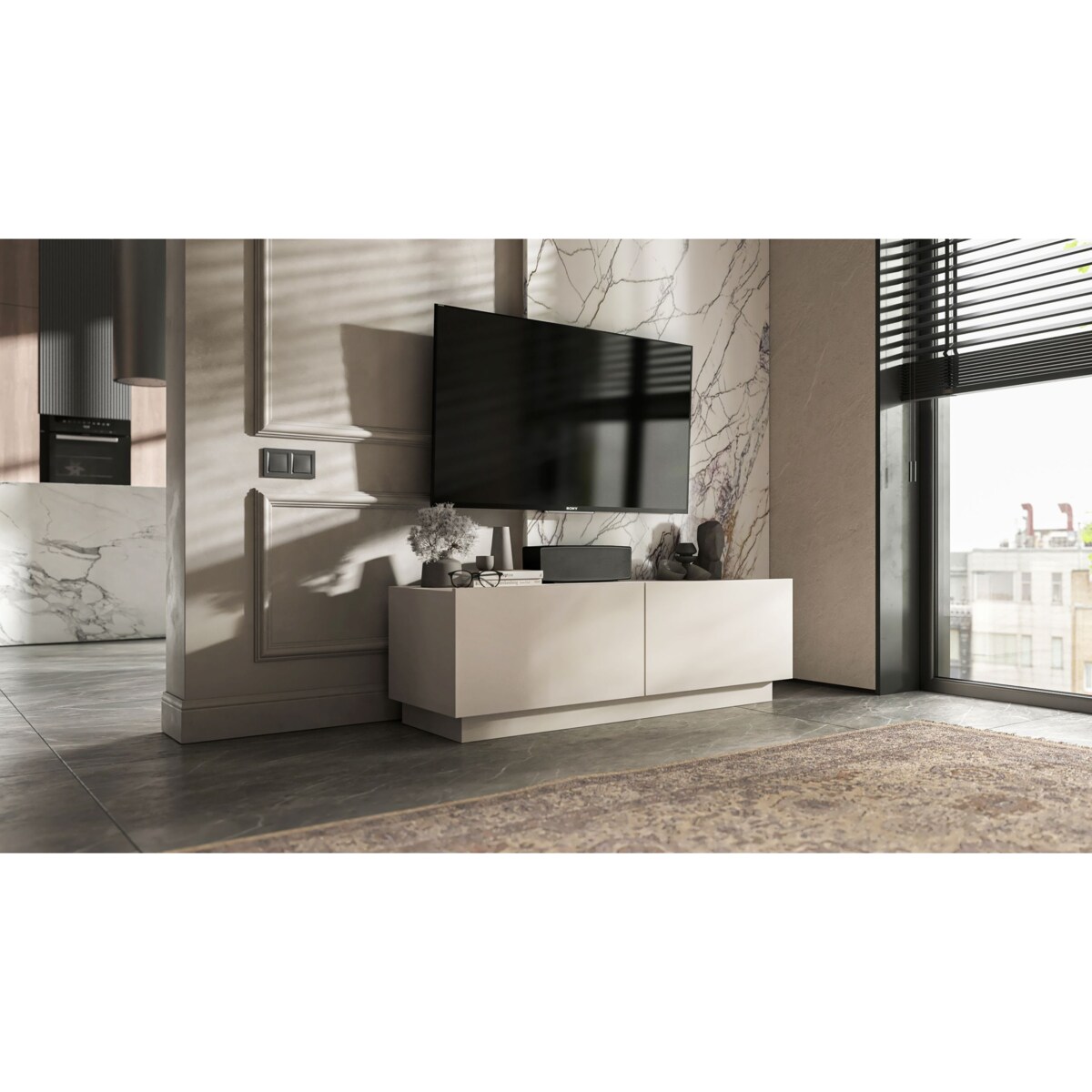 Szafka RTV Komoda Loft Industrialna stojąca / wisząca kaszmir Mat 120 cm