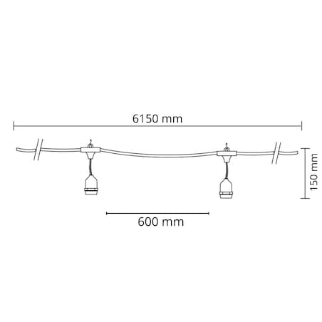 Sznur dekoracjny przewód z oprawkami E27 10szt 6m czarny