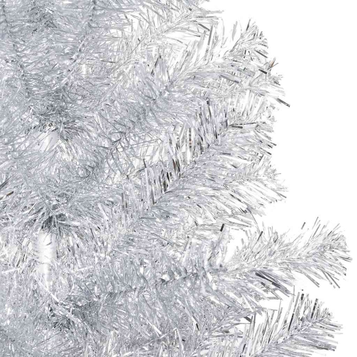 vidaXL Sztuczna choinka z lampkami i bombkami, srebrna, 120 cm, PET