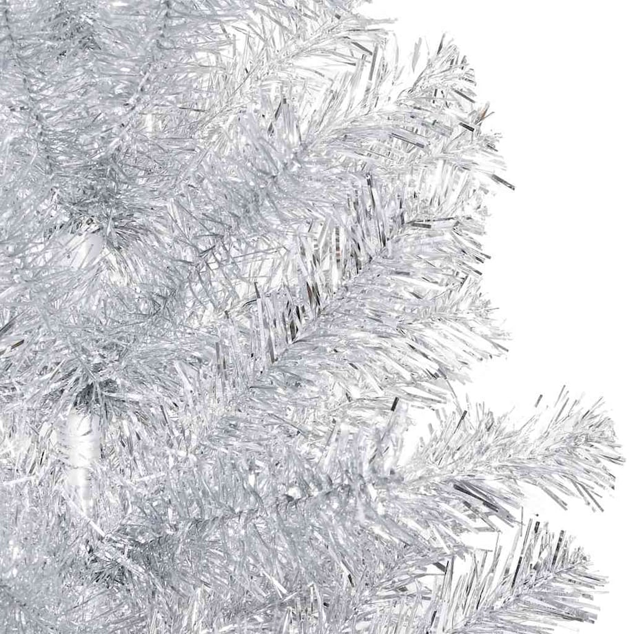 vidaXL Sztuczna choinka z lampkami i bombkami, srebrna, 120 cm, PET
