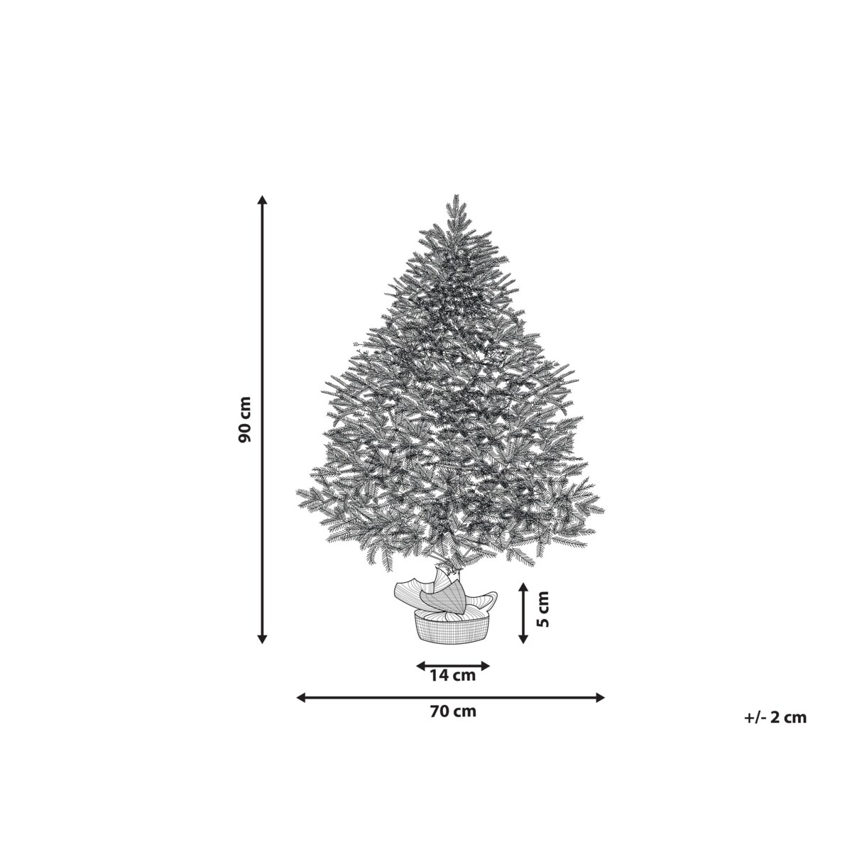 Ośnieżona sztuczna choinka w jutowym worku 90 cm zielona RINGROSE