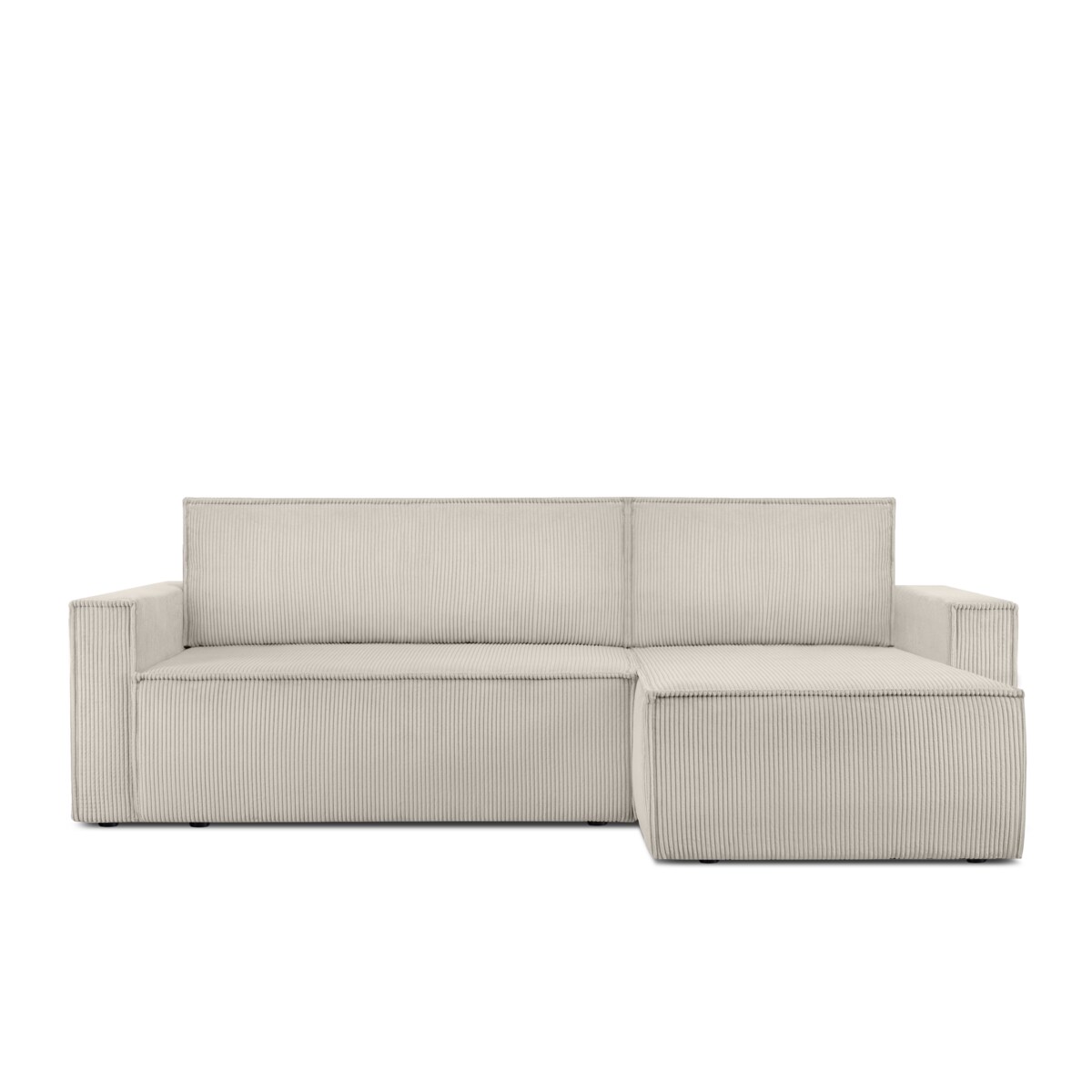 KONSIMO NAPI Duży rozkładany narożnik wykonany ze sztruksu w kolorze kremowym, prawy/lewy