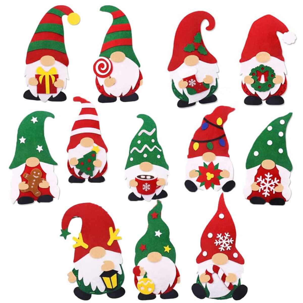 Świąteczne skrzaty - filcowy zestaw do szycia DIY - 12 elementów