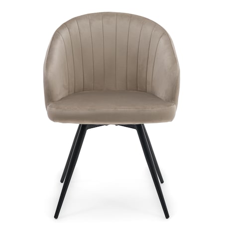 Krzesło tapicerowane obrotowe welurowe do salonu MODENA ciemnobeżowe