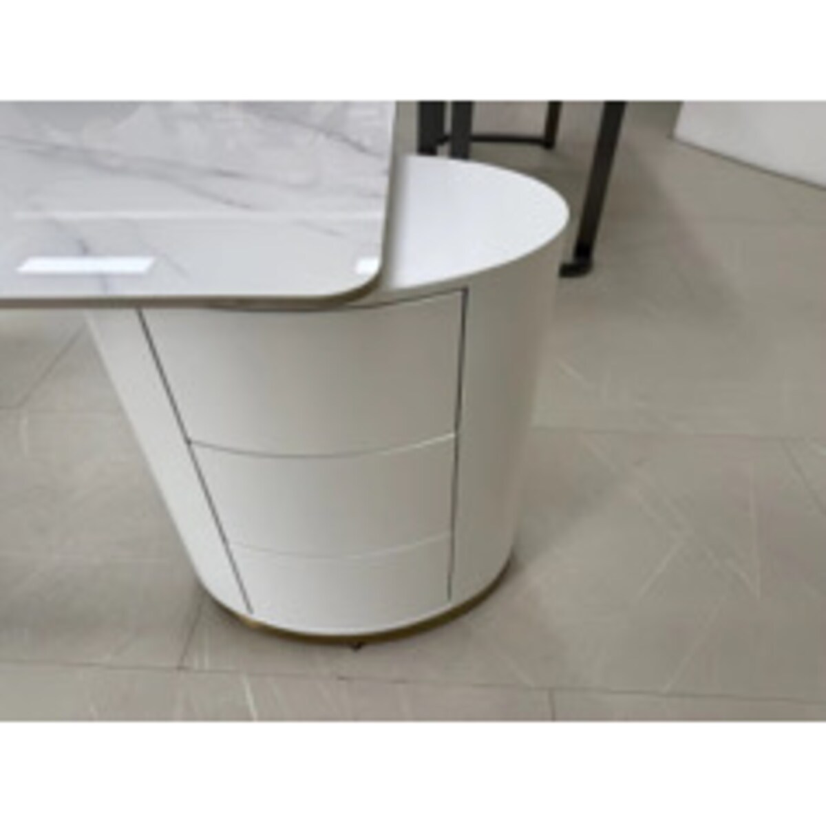 Biało- złote biurko ze stali nierdzewnej Mediolan Premium 160x70x75