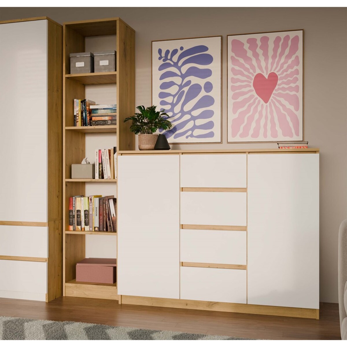 Komoda Malwa 2D4S 120 DĄB ARTISAN BIEL