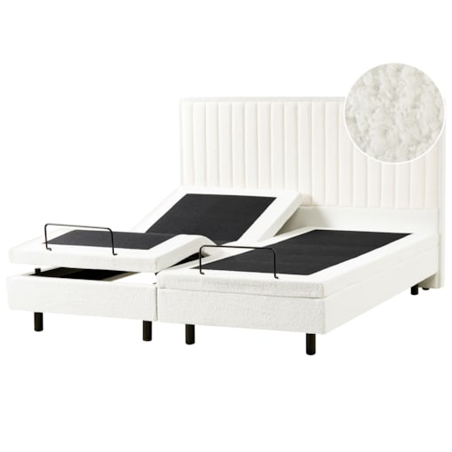 Łóżko regulowane Boucle DUKE II 180 x 200 cm Złamana biel