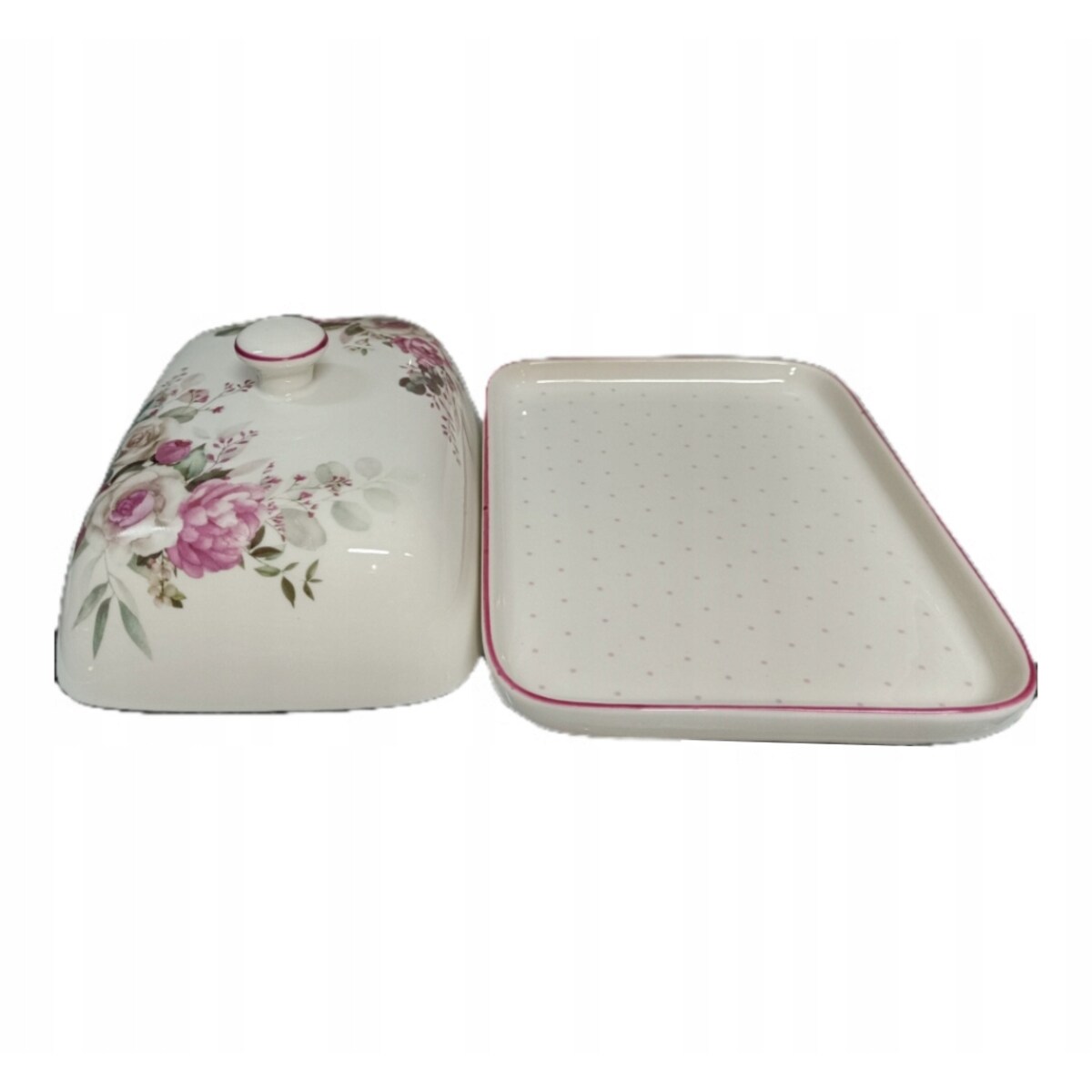 MASELNICZKA CERAMIKA na masło pojemnik w róże na prezent mama box jadalnia