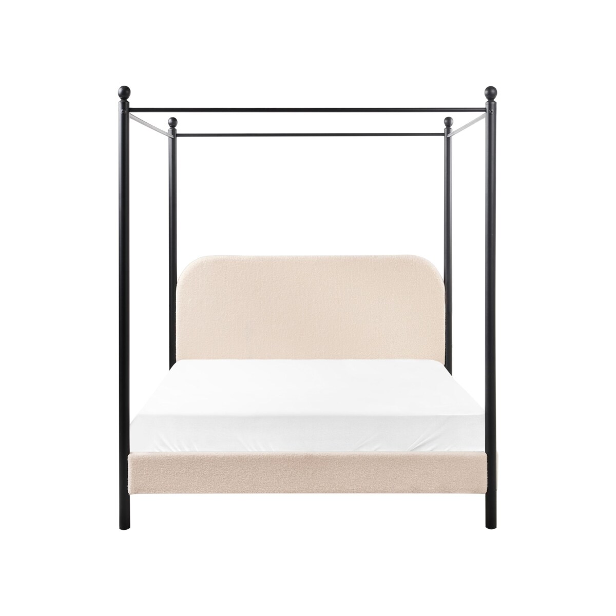 Łóżko z baldachimem Boucle DANNEMOIS 140 x 200 cm Beżowy