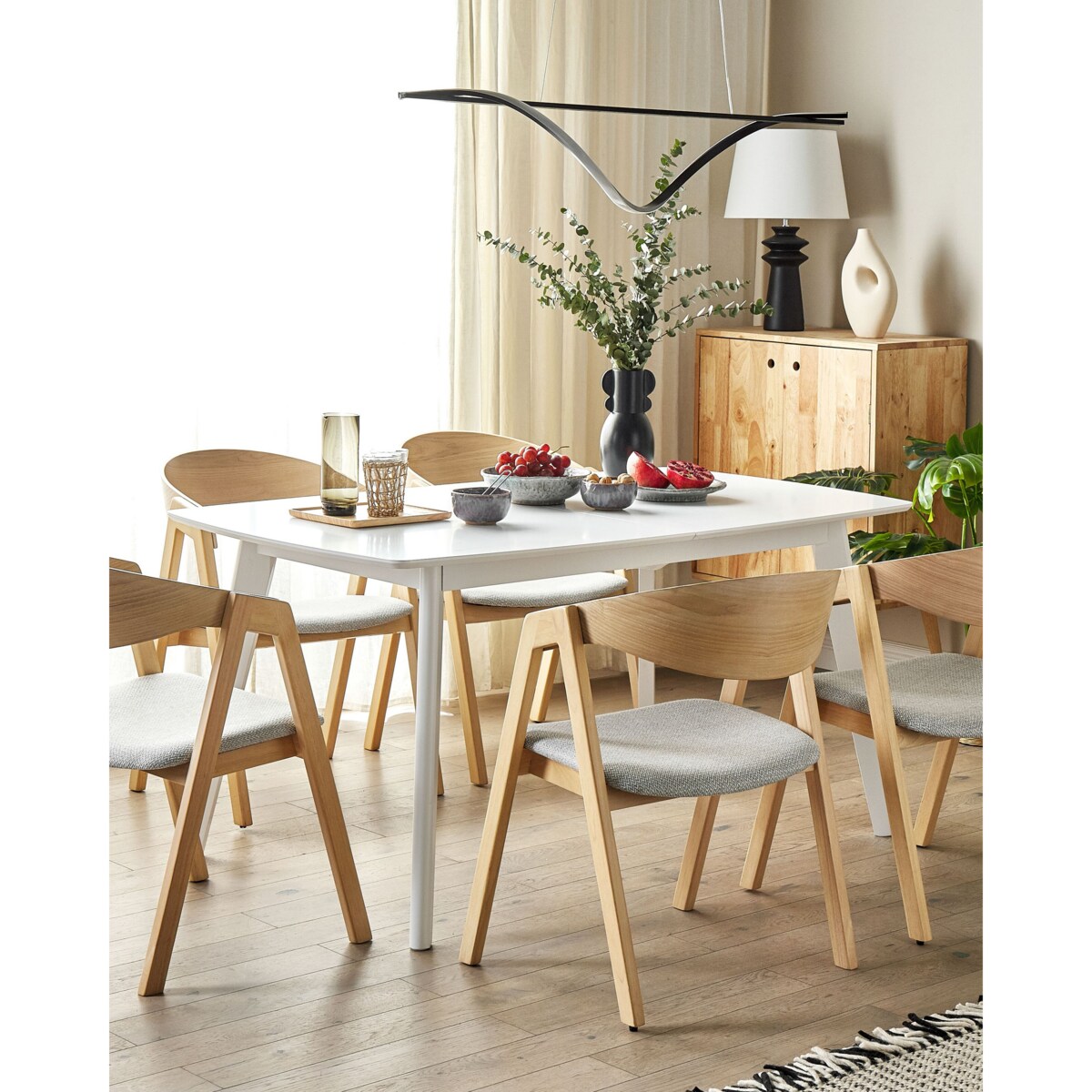 Zestaw 2 krzeseł do jadalni jasne drewno z szarym YUBA