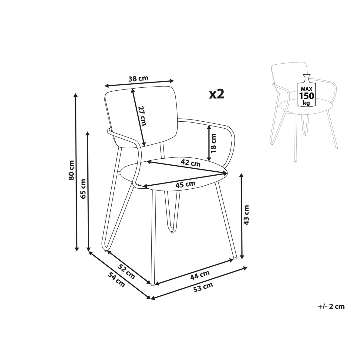 2 krzesła do jadalni pomarańczowe ELKO