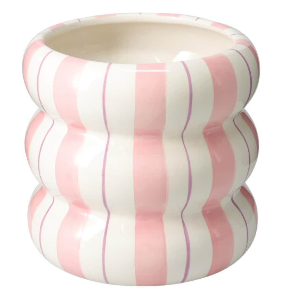 Ceramiczna osłona na doniczkę w paski LINJE, 14 cm