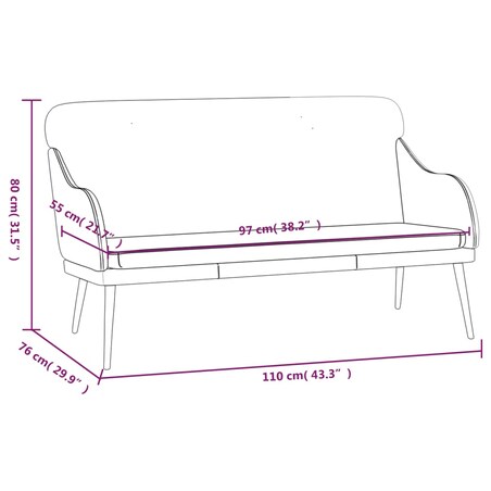 vidaXL Ławka, kremowa, 110x76x80 cm, tapicerowana sztuczną skórą