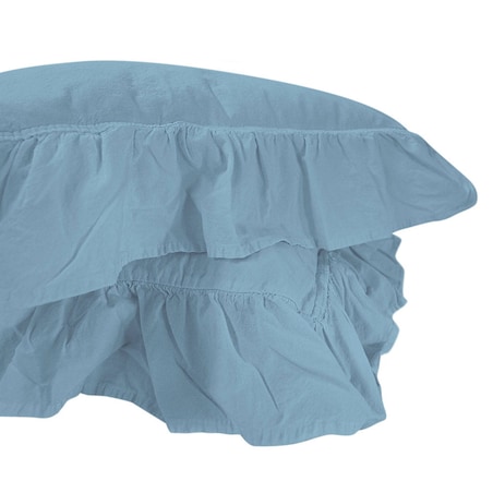 Pościel bawełniana 160x200 z falbanką Stonewashed Exclusive, Niebieski