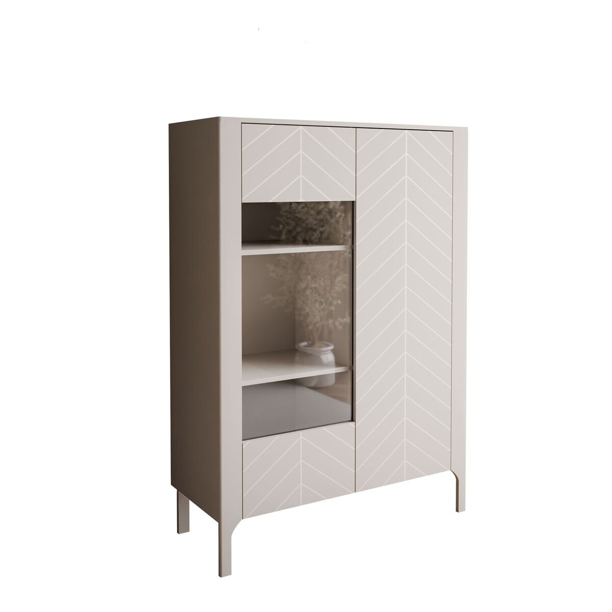 Dwudrzwiowa przeszklona witryna LUMI, kaszmir