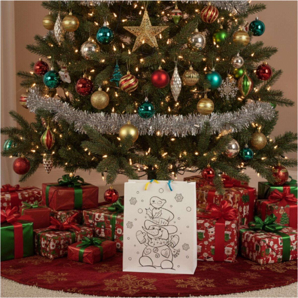 Torebka Prezentowa Na Prezent Do Kolorowania Dla Dzieci 23X18X10 Cm Bałwanek