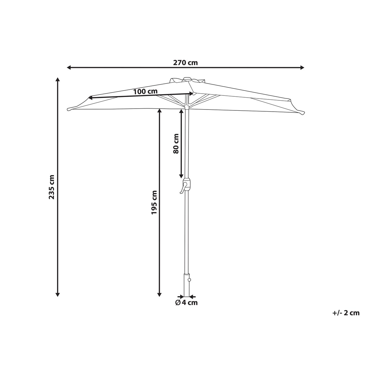 Parasol półokrągły 270 cm GALATI Zielony