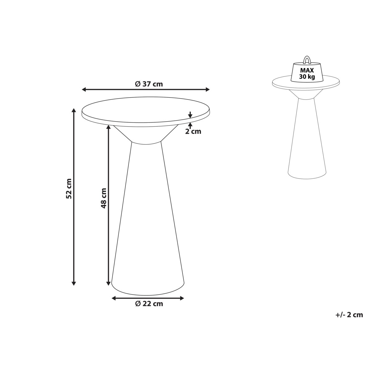 Stolik pomocniczy AMISTAD Metal Biały