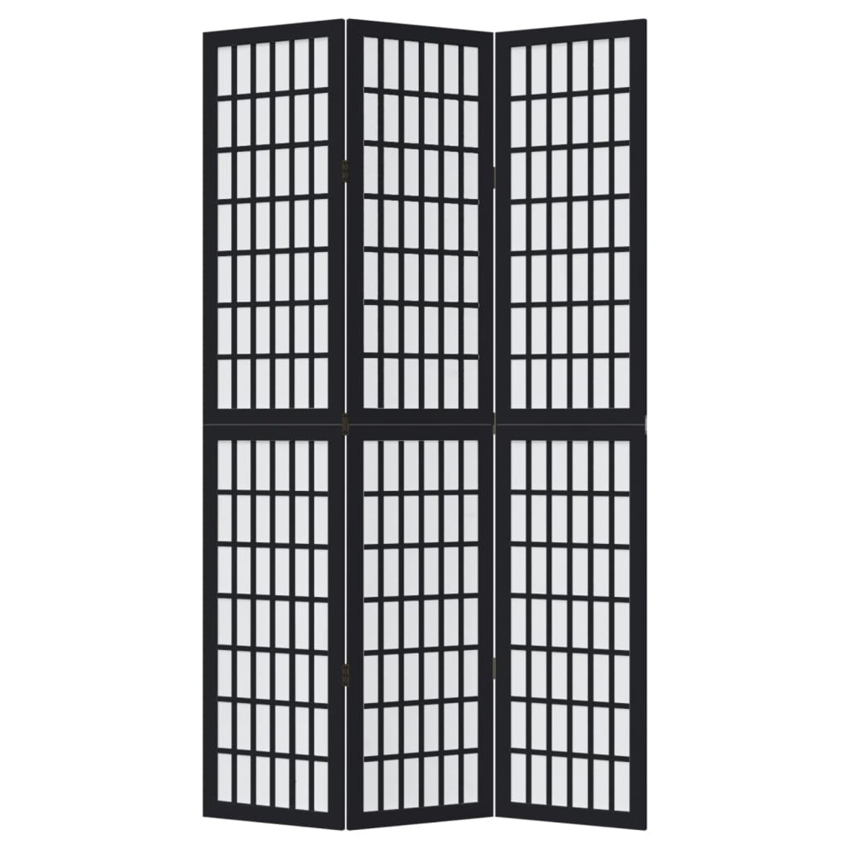 vidaXL Parawan pokojowy, 3-panelowy, czarny, lite drewno paulowni