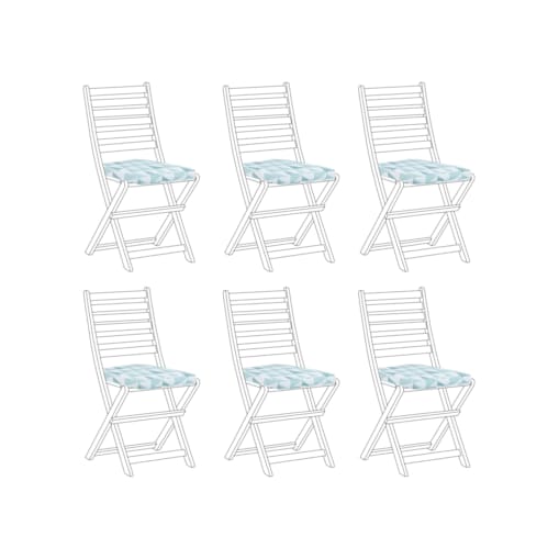 Zestaw 6 poduszek na krzesła ogrodowe w trójkąty niebiesko-biały TOLVE