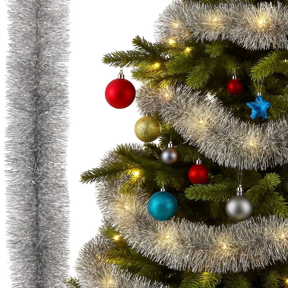 Łańcuch Led Choinkowy Srebrny Na Baterie Świąteczny Na Choinkę 6 Metrów