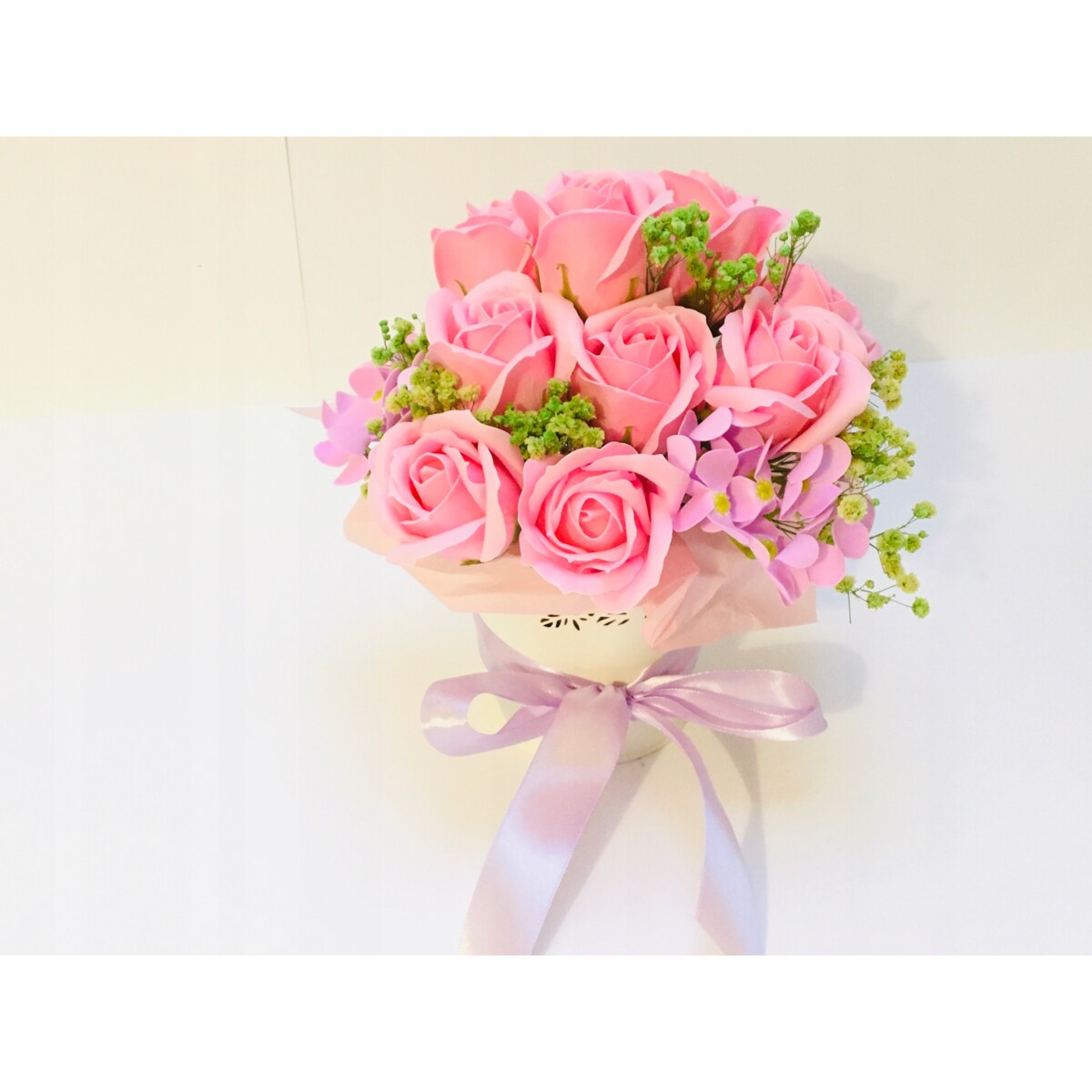 BUKIET KWIATY MYDLANE pachnące na prezent upominek urodziny imieniny róże