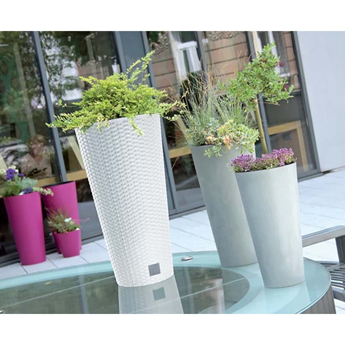 Donica Doniczka Ogrodowa Wysoka Okrągła Do Domu Ogrodu Efekt Betonu 28,6 Cm