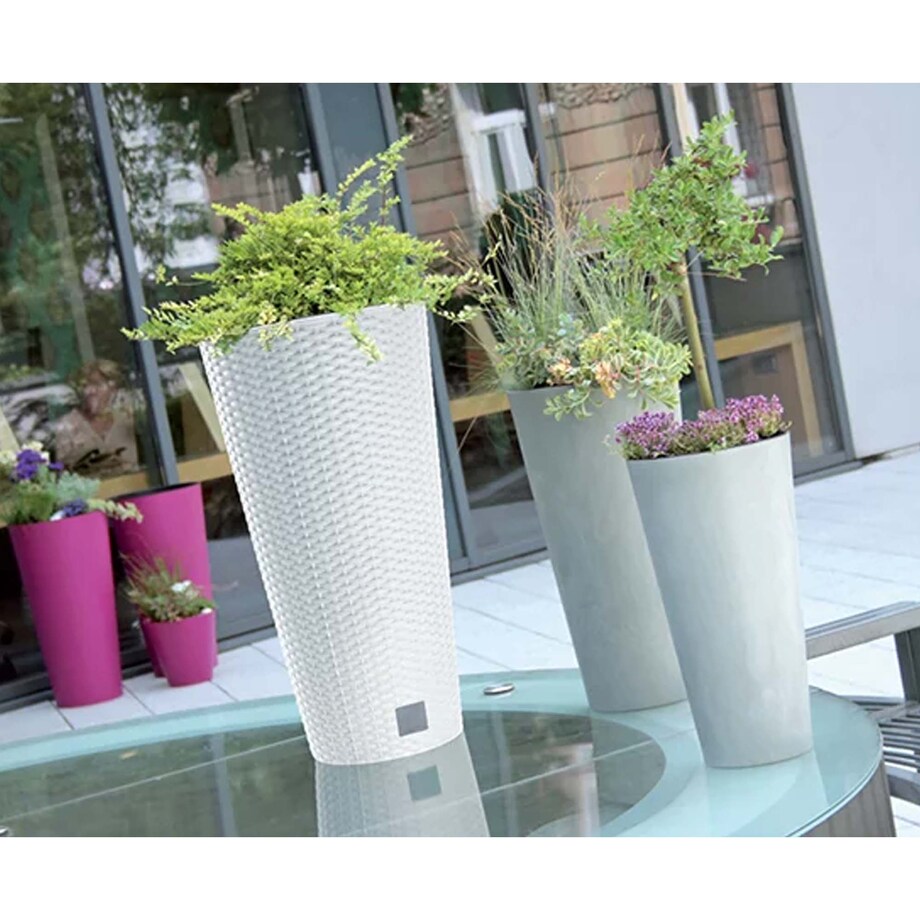 Donica Doniczka Ogrodowa Wysoka Okrągła Do Domu Ogrodu Efekt Betonu 28,6 Cm