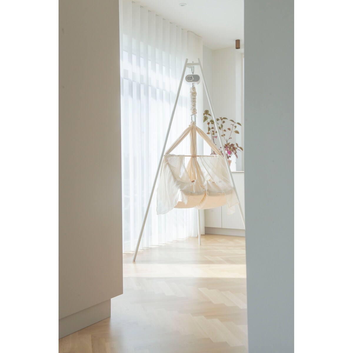 Hamak-huśtawka dla bliźniąt Premium - podwójna, beżowa