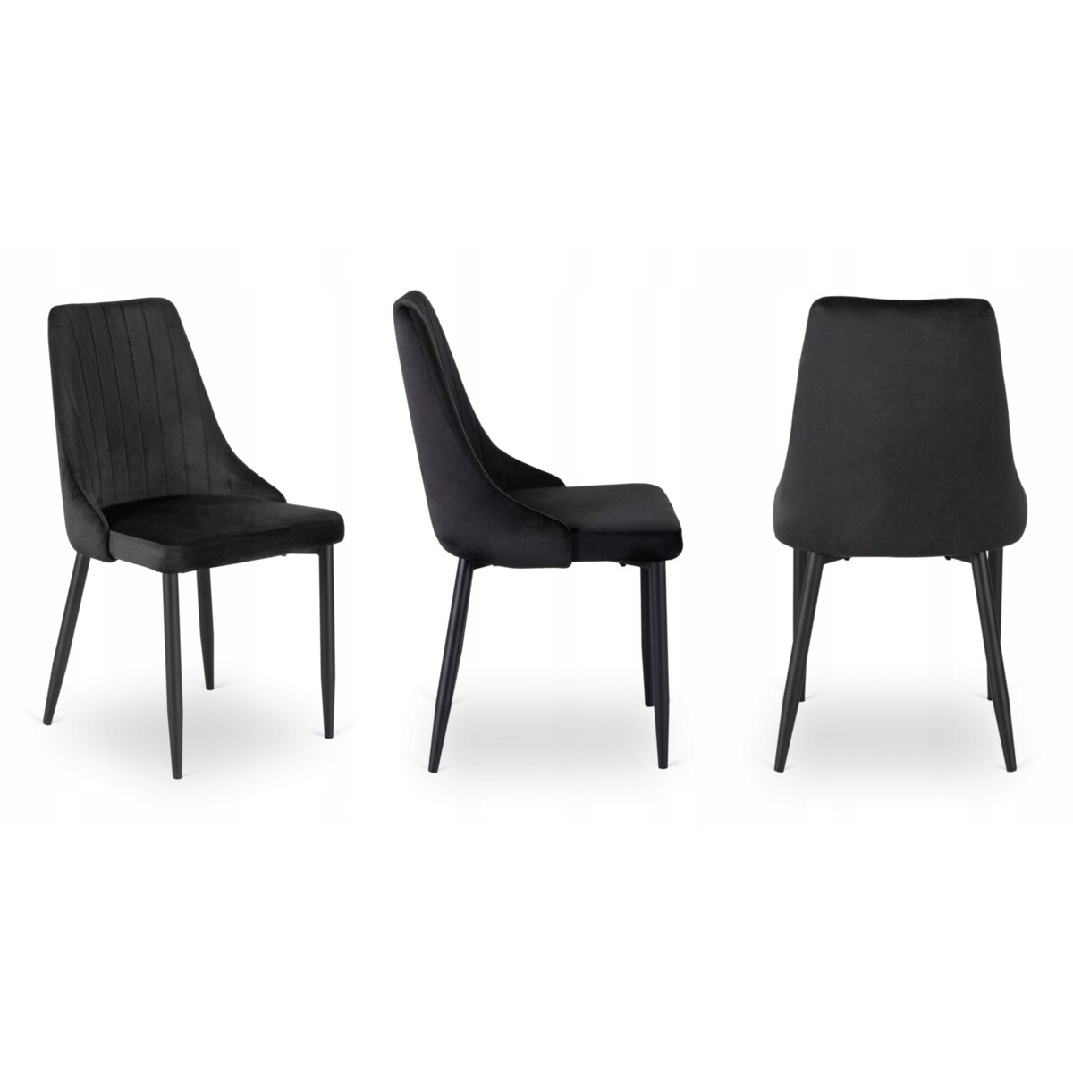 Krzesło Tapicerowane Welurowe Czarne Do Jadalni Salonu Kuchenne Loft BARI