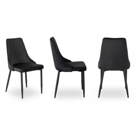 Krzesło Tapicerowane Welurowe Czarne Do Jadalni Salonu Kuchenne Loft BARI