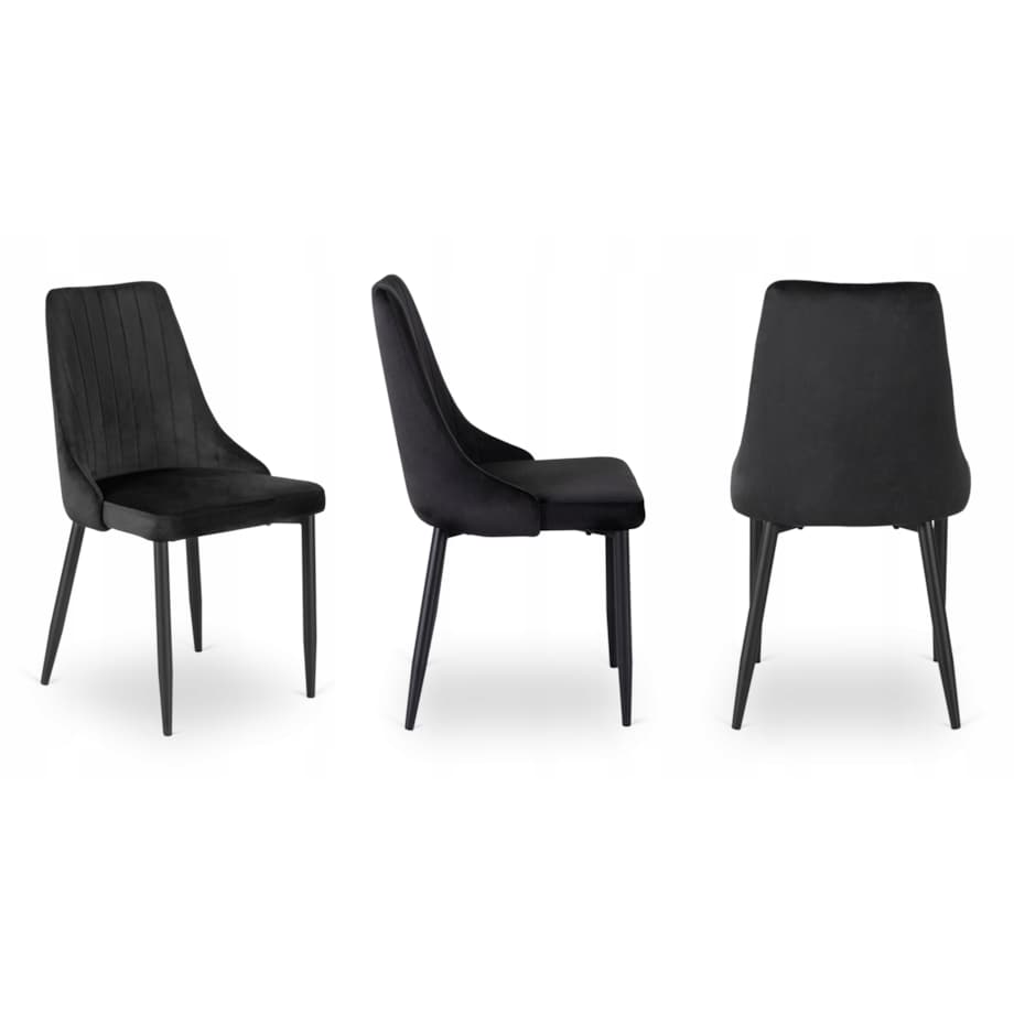 Krzesło Tapicerowane Welurowe Czarne Do Jadalni Salonu Kuchenne Loft BARI