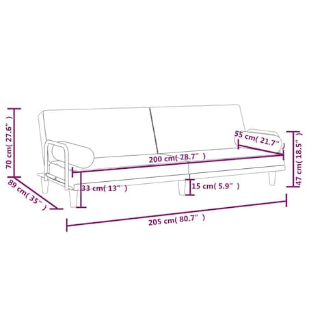 vidaXL Rozkładana kanapa z podłokietnikami, jasnoszara, obita tkaniną