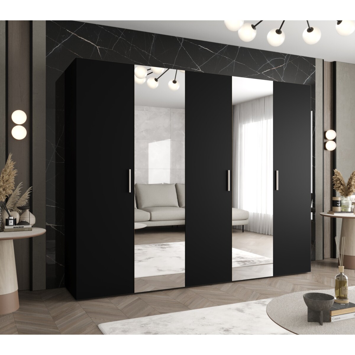 Szafa uchylna otwierana BARI 2 250 wys. 202 cm Czarny + u. Srebrny