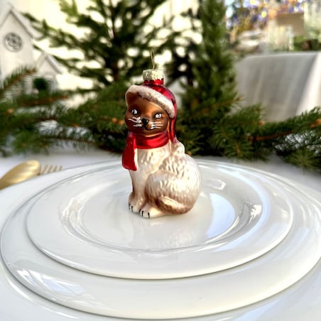 VILLA ITALIA Bombka szklana KOT jasny 9,5 cm