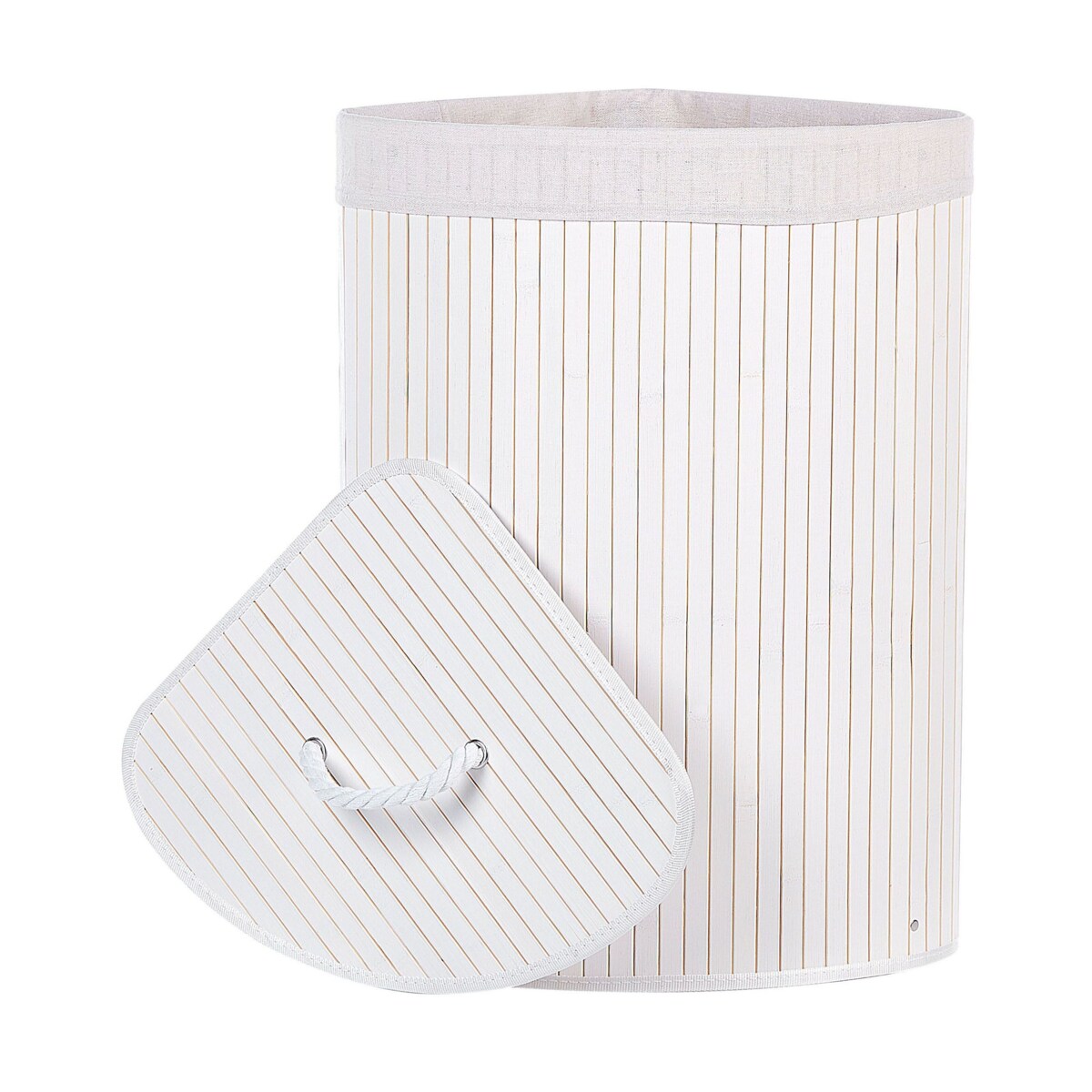 Kosz bambusowy z pokrywą biały MATARA