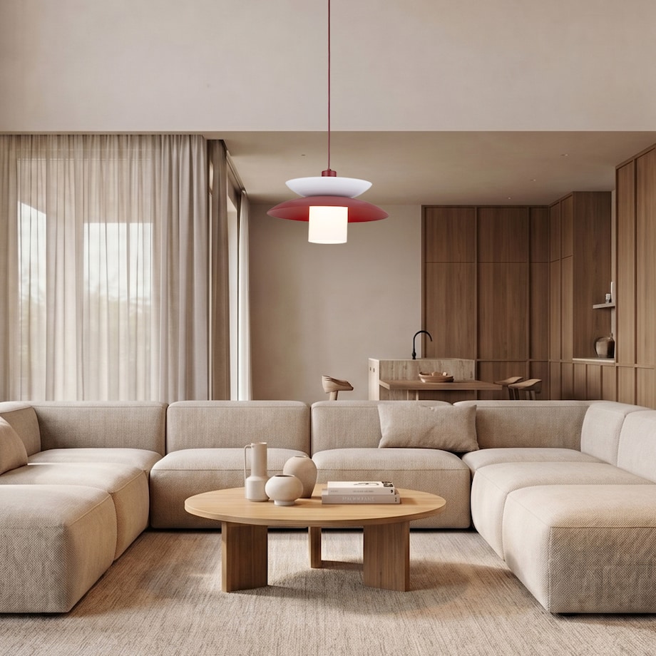 Lampa Wisząca Tk Lighting Verado Burgundowa Biała Metalowa Z Kloszem