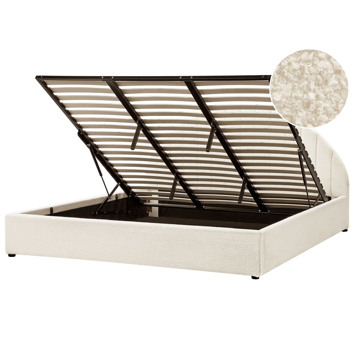 Łóżko z pojemnikiem boucle 180 x 200 cm złamana biel CHADENET