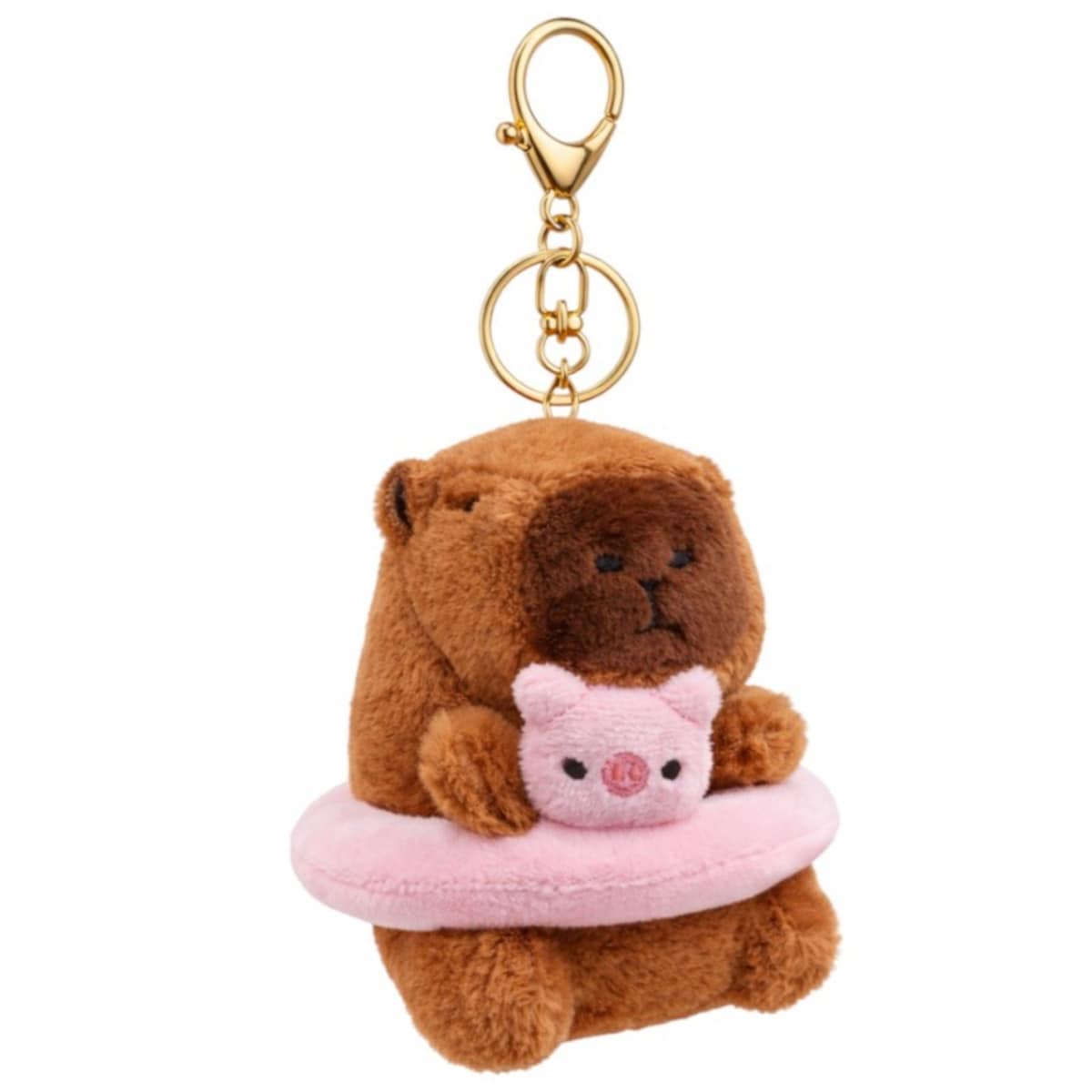 Brelok do kluczy pluszowa puchata Kapibara z kołem do pływania świnką BRL393