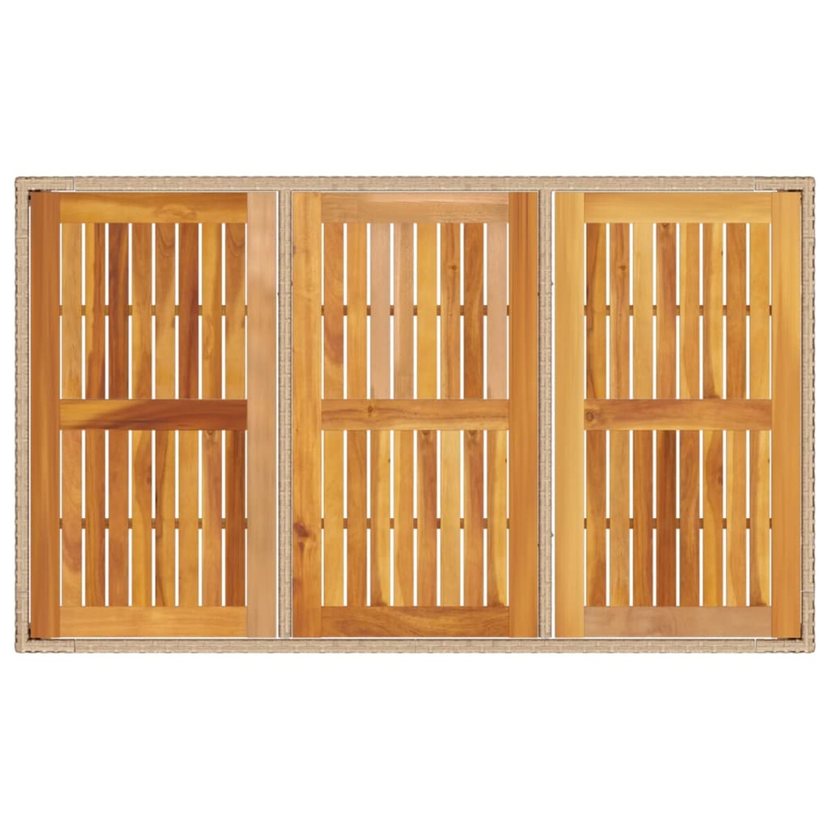 vidaXL Stół ogrodowy, beżowy 150x90x75 cm, rattan PE i drewno akacjowe