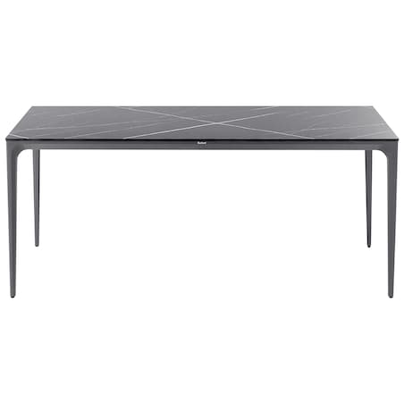 Stół ogrodowy SOVARETO 180 cm 90 cm Efekt marmuru Czarny marmur