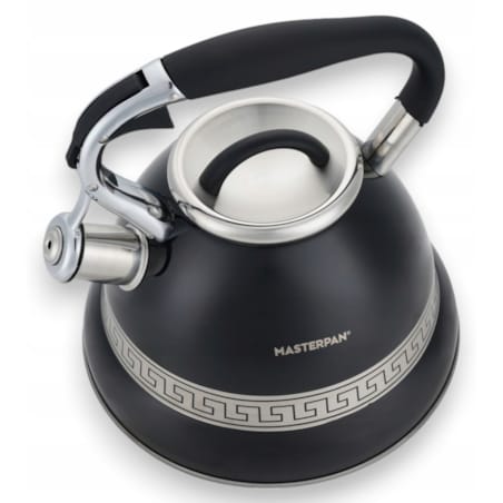 Duży Czarny Tradycyjny Czajnik Z Gwizdkiem Stalowy 3L Na Indukcję Gaz