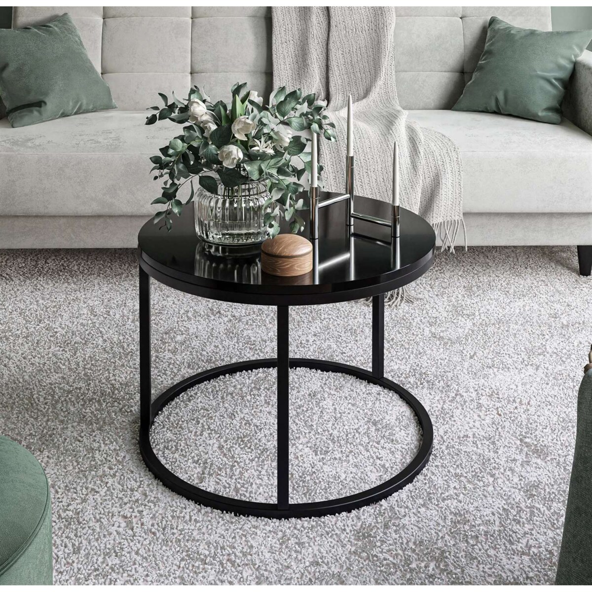 Okrągły stolik kawowy CIRI czarny połysk