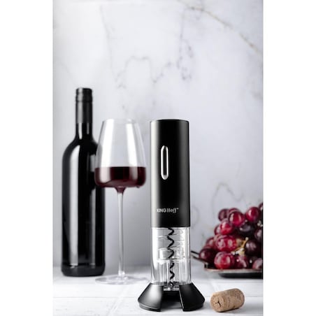Elektryczny otwieracz korkociąg do wina butelek akumulator czarny KINGHOFF