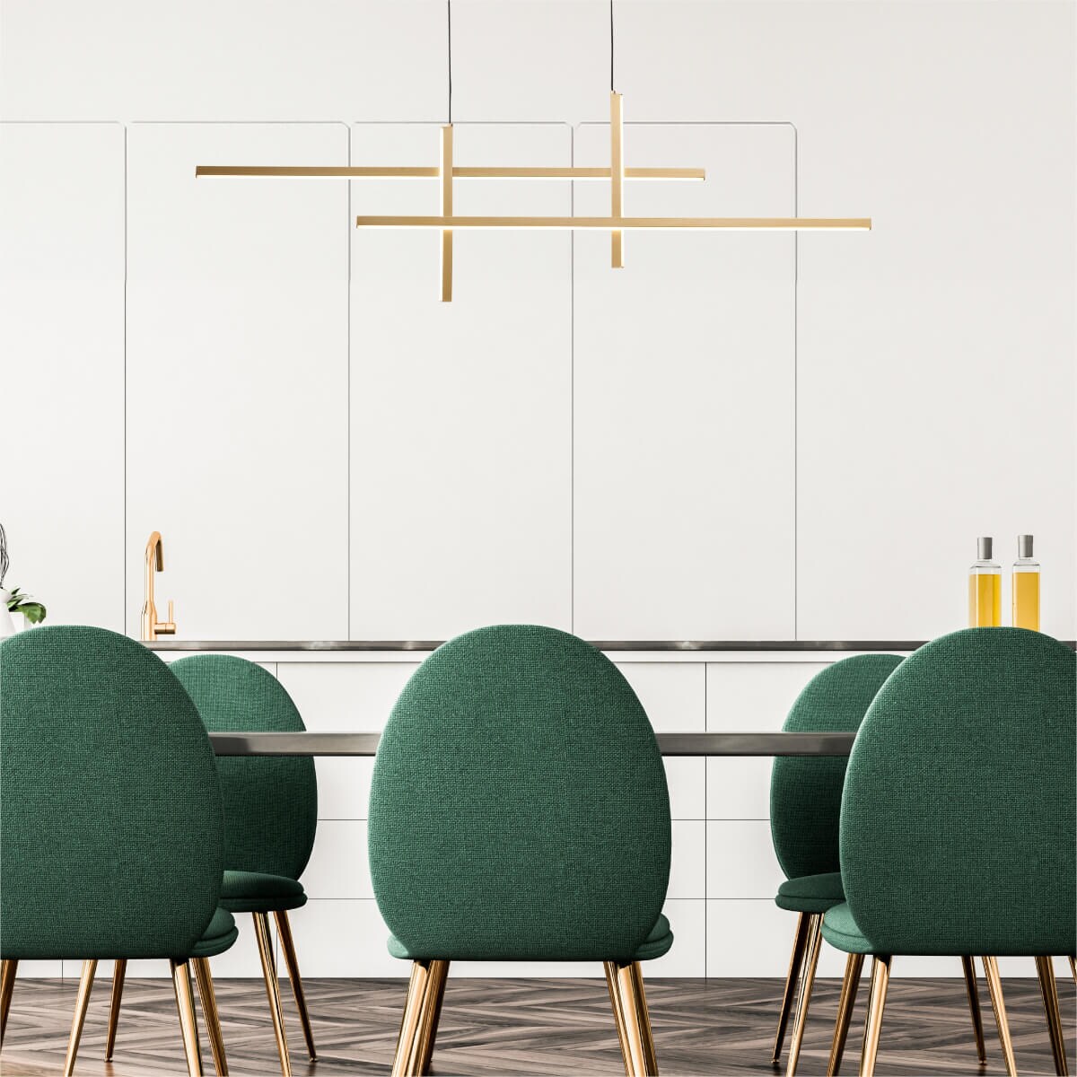 Ledowa lampa wisząca nad stół Edge 22008P-BK/GD Zumaline 42W 3000-6000K złota czarna