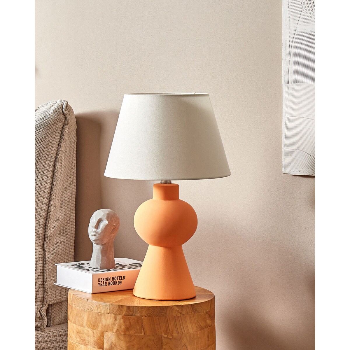 Lampa stołowa ceramiczna pomarańczowa FABILOS