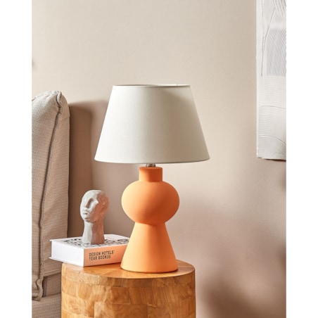 Lampa stołowa ceramiczna pomarańczowa FABILOS
